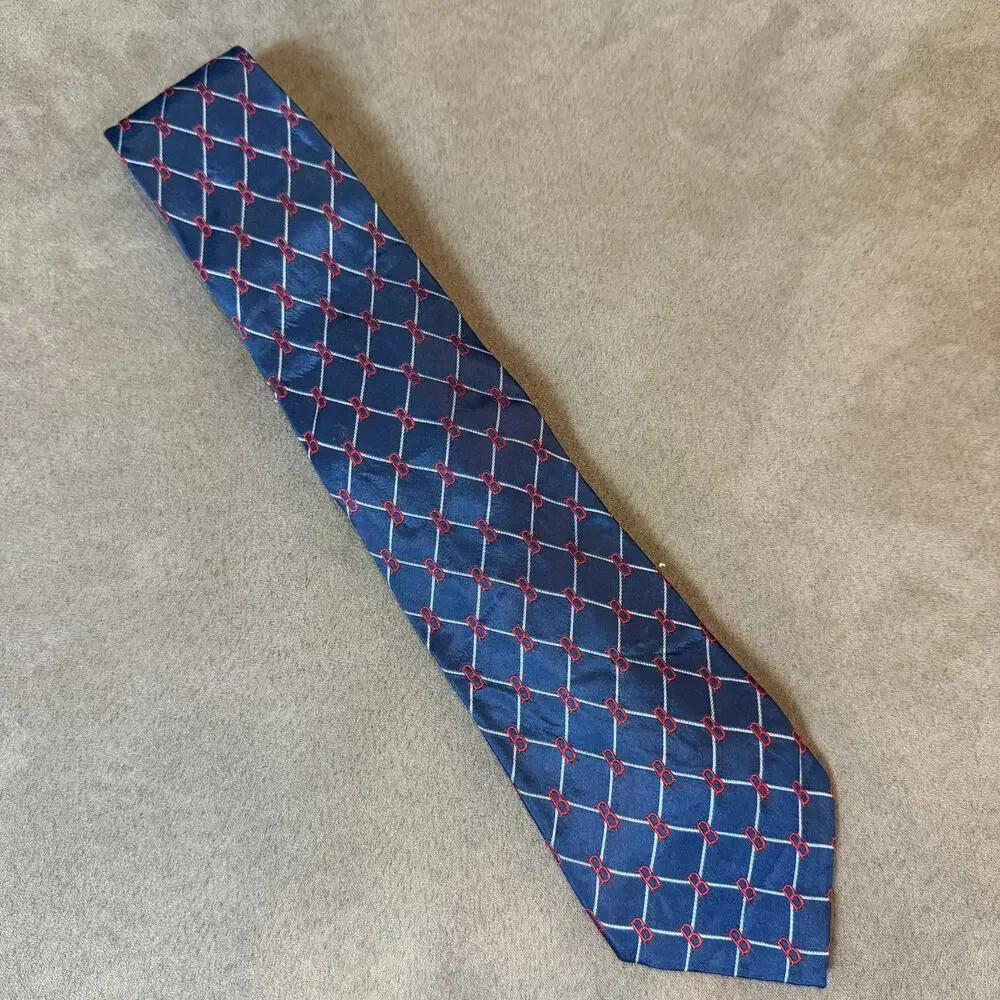 Boston Red Sox Logo MLB Baseball Theme Silk Neck Tie Blue Red Eagles Wings